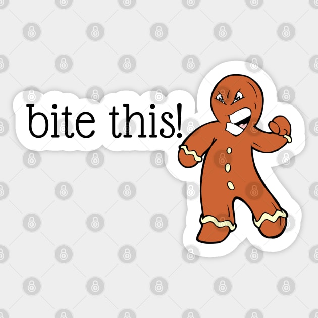 Bite This! Gingerbread Man Sticker by HolidayBug